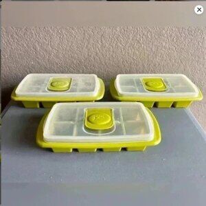 Set of 3 Joie 8 Compartment Snack Tray With Vented Lid Olive Green